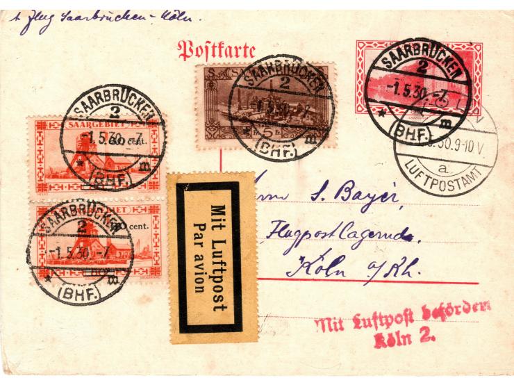 Saarland, Germany 1928 // 1930, group of 3 Air MaiL items, Cat value for all 3 €600

Air-Mail cover SaarBrucken to Wien dated