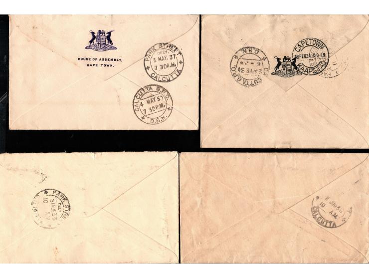 South Africa 1934 // 1937,  lot of 4 diff Air mail covers