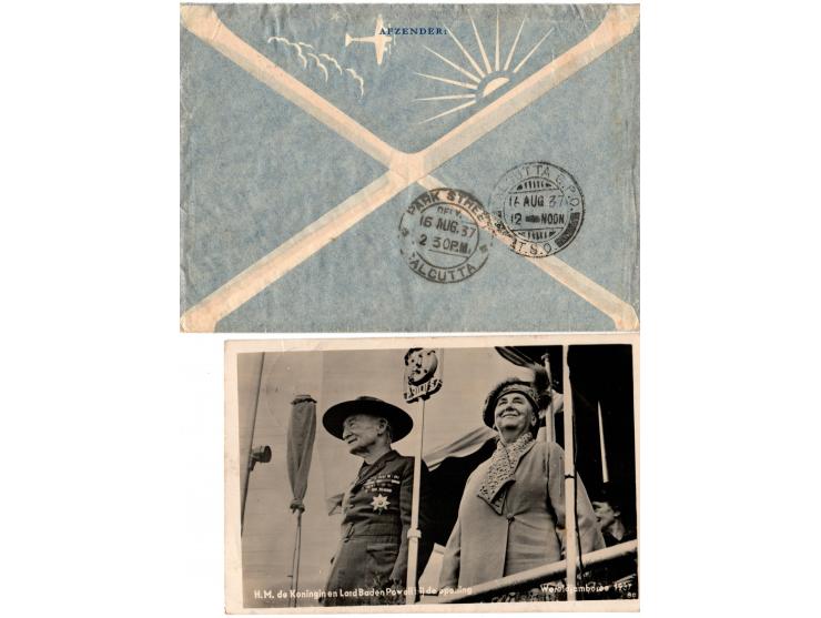 Netherlands, 1915//1937, group of 4 airmail items: 3 posted to Calcutta India and one to Keulen. some special flight cachets 