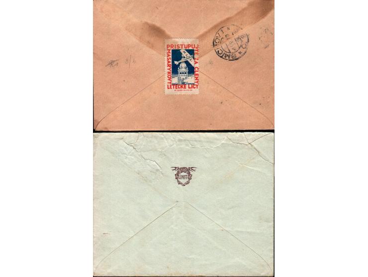 Czechoslovakia 1929//1934  group of 6 airmail covers: 5 of which locally posted and to England, franked w. diff combinations 