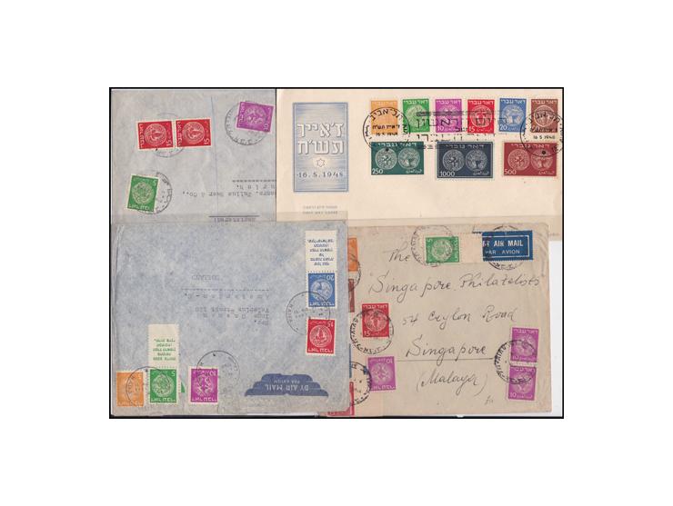 1948-1950, a collection of 36 different envelopes and postcards, were sent by air and registered to different countries, some