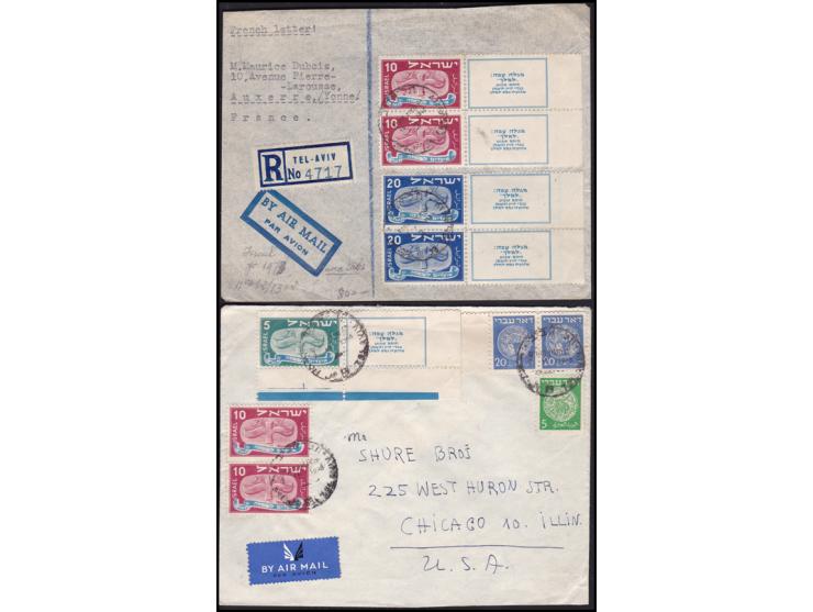 letter from Haifa dated 24/2/1949 for Hamburg with normal cancellation of 35 mils including band of 5 from number 11 the firs