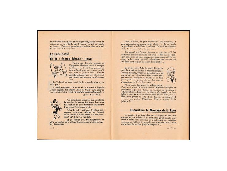 Lot of twoBrochure antisémite distribuée aux étudiants lors de l'examen du baccalauréat, le 25 juin 1942