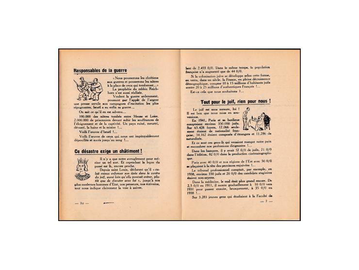 Lot of twoBrochure antisémite distribuée aux étudiants lors de l'examen du baccalauréat, le 25 juin 1942