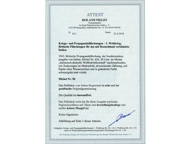 1943, World War II Propaganda Issues, 1943 Hitler &amp; Mussolini Forgeries, o.g., never hinged, Very Fine and rare. Michel N
