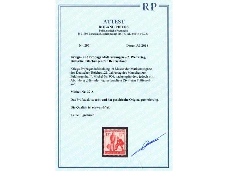 World War II Propaganda Issues, 1944 12+8 (pf) Heinrich Himmler Forgery, o.g., never hinged, F.-V.F. Michel No. 32A €800 ($89