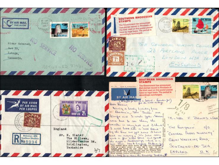 Rhodesia 1965-70 Postage Dues: This lot comprises a diverse range of commercial covers and cards, totaling 21 different items
