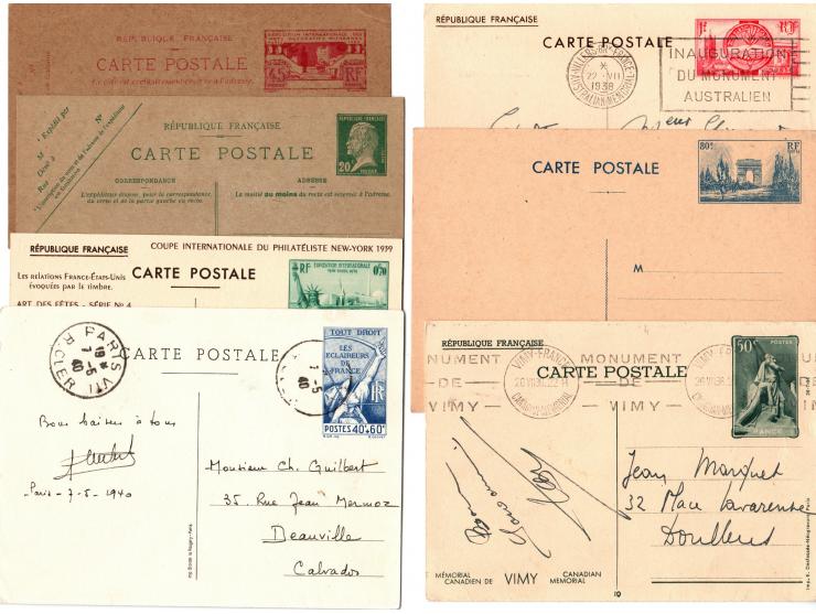 1938 -1930, Framce A group of 15 part postcards were sent. Some of the postcards are famous photographs from France.