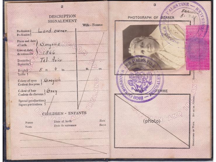 1928, Mandatory Palestine Passport. Rosa David Enoch Levi Alexander Judassin. passport No 2837  stamped canceled visas from v