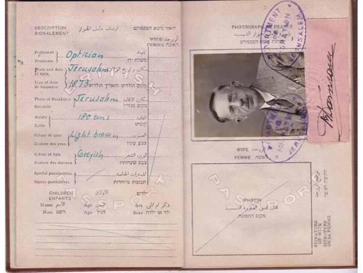 1941, Mandatory Palestine Passport. Barnada Damiani Judassin  passport No 1349559 stamped and cancelled of different countrie