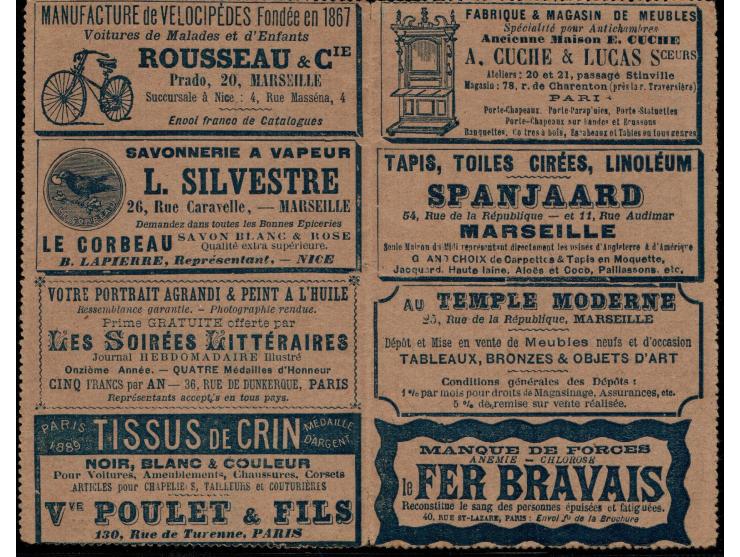 1890, France Paris cancels on private advertising letter card, voucher copy, RARE