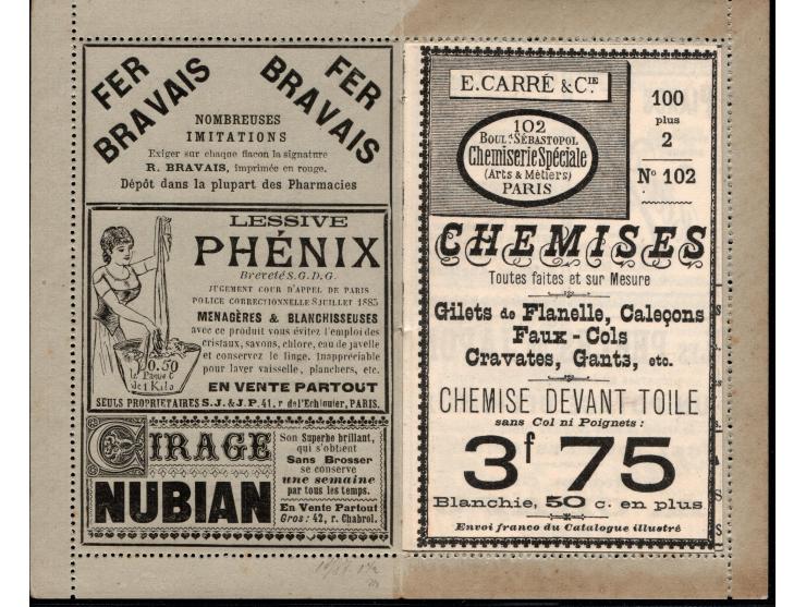 1890, France advertising postal stationery 15c Sage with illustrated ads for Phoenix cleaning agents (pic. washing woman), /P