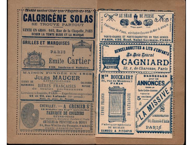 1894, France. Advertising letter card 15c Sage with adds for: Lemonade, Cooking plates, Tobacco pipe factory etc.' Unused
