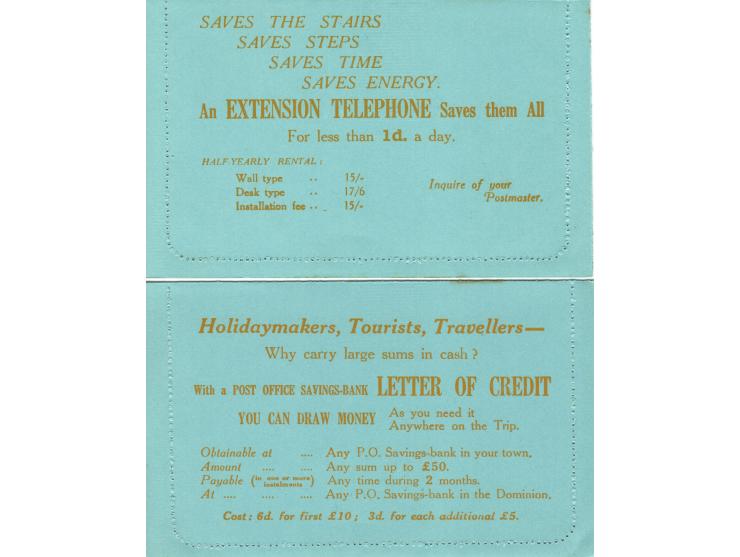 1923, New Zealand Letter cards KGV one penny black on 2p Yellow on blue, and letter sheet of 2p yellow. fresh unused, 