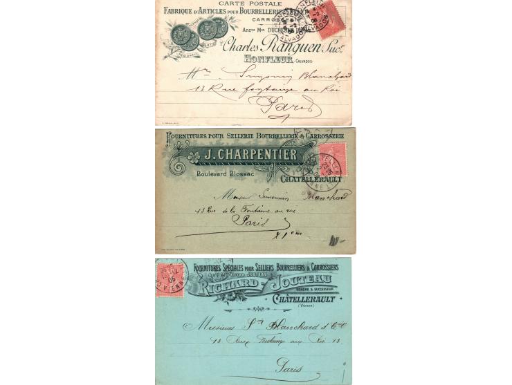 1891-1906, France A group of 8 commercial postcards from Paris France various companies incl. MASSEILLE Grand Hotel Lourve &a