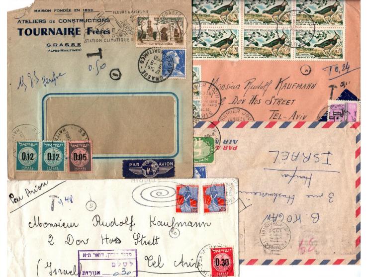 1920 - 1970 A group of 18 postcards and envelopes were sent from different countries such as Israel (TO-PAY). ance. Austria. 
