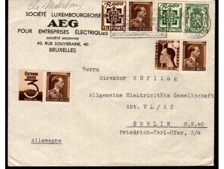 1933 Brussels Belgium , Lot of 3 diff commercial stationery letters of different denominations two posted to to Ohio USA and 