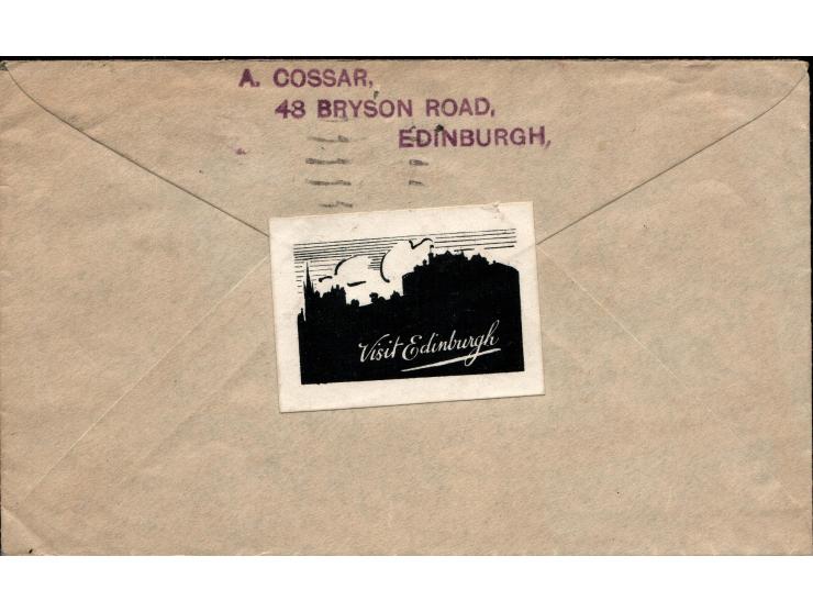 1930 Airmail cover Edinburg to Germany, SG 420d  £225.   bearing 1924 1½d Red-brown stamps out of NB16 (8) Booklet Pane 3 hor