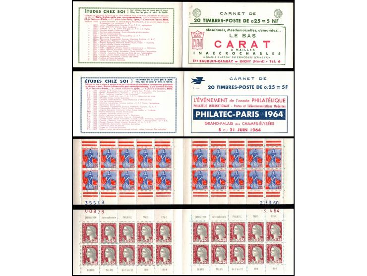 1960-1964, France booklets (x2) Yv-1263-C1 CARAT.  &amp;  1263 - C4 PHILATEC  Euro. 150