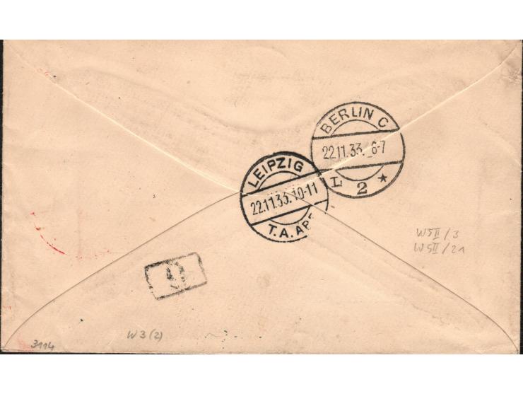 1933, Great Britain Airmail GB to Germany, mixed franking on cover incl. 1924 SG 420dw,  1½d Red-brown block of 4  - 2 combin
