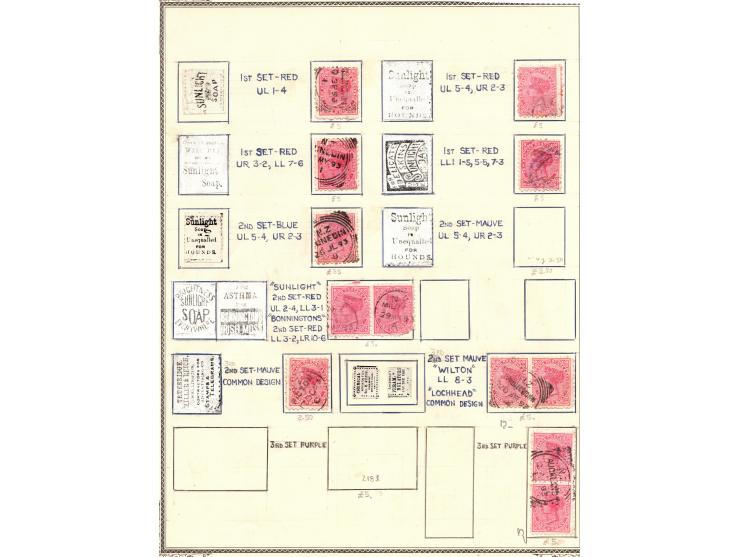 1891-1893, A complete collection of 84 Queen Victoria's stamps of diff values, with advertisements on gum, 3 pages of the sta