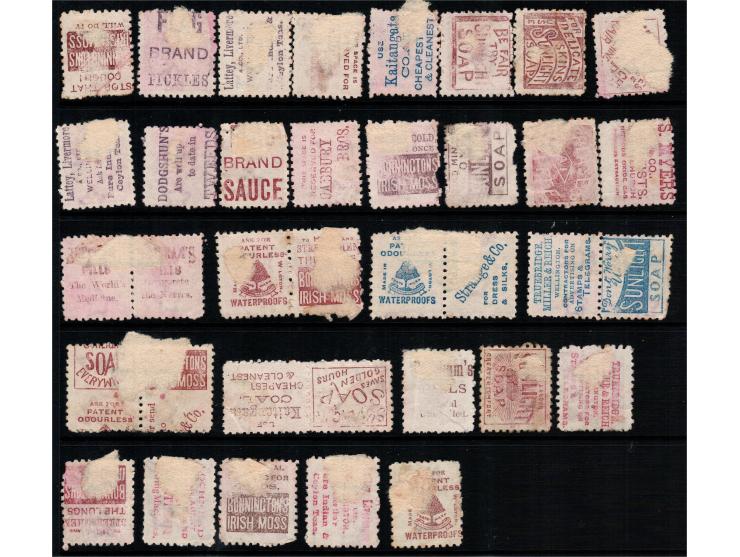1891-1893, A complete collection of 84 Queen Victoria's stamps of diff values, with advertisements on gum, 3 pages of the sta