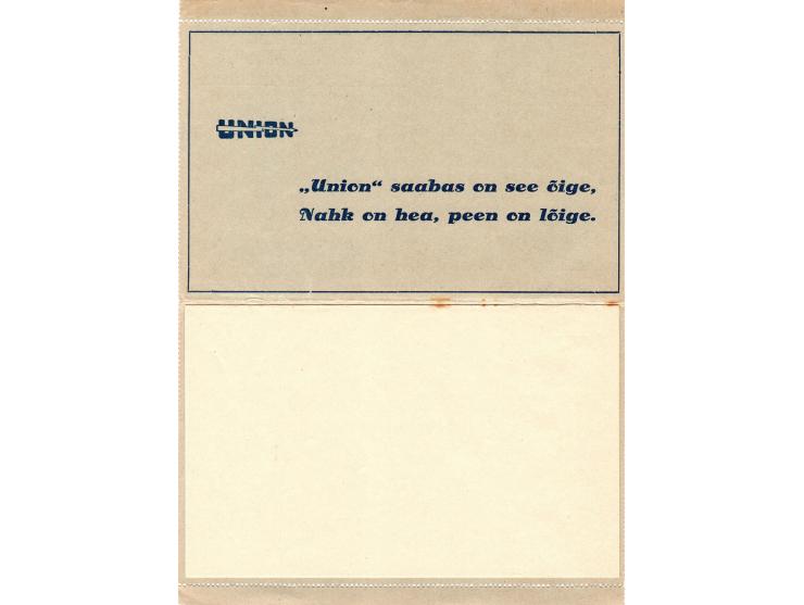 1937, Estonia 10S Advertising letter card, Unused. various adds in blue. Series No. 26.  VF.