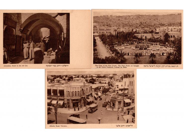 1930, A group of 7 different postcards sites in Palestine.  Copyright by K.  Hefner &amp; J. Berger, Cracow