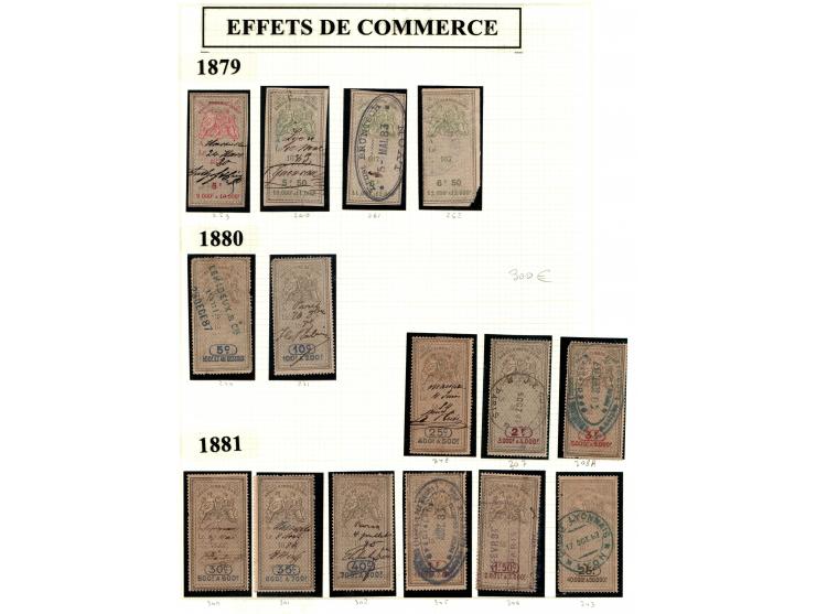 Effets de commerce: complete set of 81 values issued in 1860, x 29 sta'. 1879 x 4 sta'. 1880 x2 sta'. 1881 x 9 sta' 1900 x 37