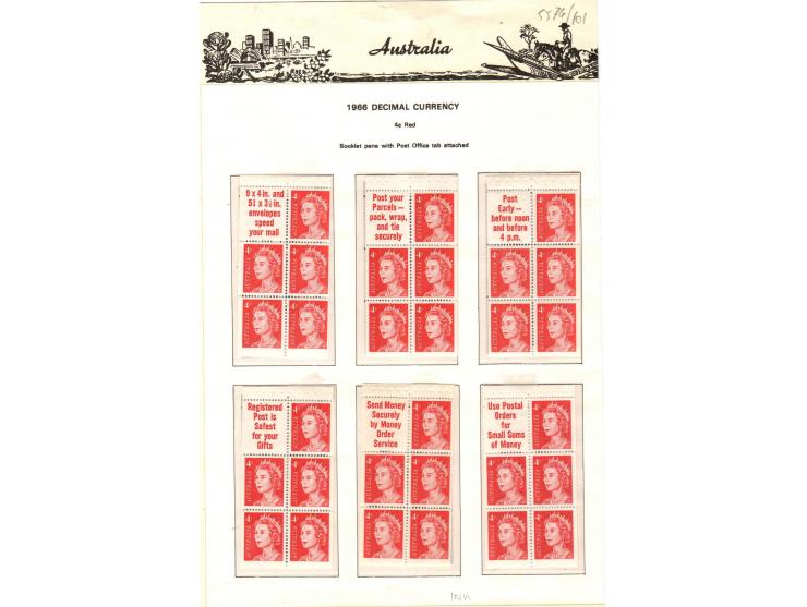 Australia – 1966 4c Red Booklet Panes x6, SG 385a, printed on Helecon paper. Mint Never Hinged (MNH). Catalogue value £240