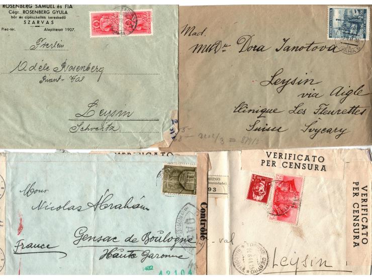 1944-1943. A group of 9 covers &amp; 5 postcards, Exp. &amp; Reg. correspondence between Jewish families from European and Ib