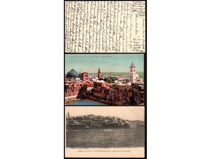 1914-1916. lot of 3 diff ottoman postcards, post office from Palestine sent from Jerusalem Bale: Cat 868,874, 801