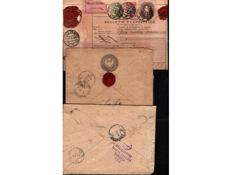 Russia postal history 1884 - 1922, group of 18 different covers incl. stationeries, PC's, various rates, postmarks and seals.