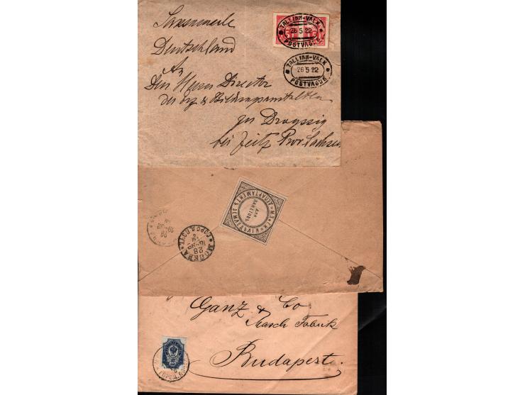 Russia postal history 1884 - 1922, group of 18 different covers incl. stationeries, PC's, various rates, postmarks and seals.