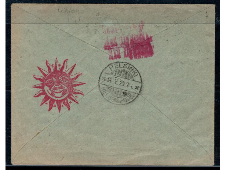EESTI 1925 Registered Airmail cover sent on 13.V. 25 from BALTISKI EESTI franked with 42b. 43b. 44ba  mixed franking of AIR: 
