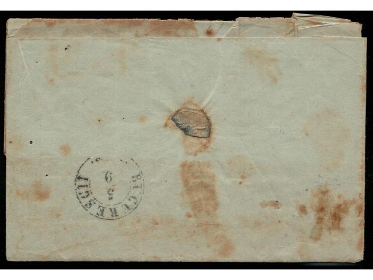 Romania Postal History 1862 30Par blue on bluish smooth paper Mi: 10I, Sn: 14, Yt: 10, Sg: 31 tied by black Pitesot 4/9 cds, 