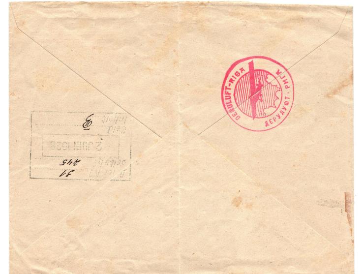 1928 Riga Latvia First Flight Airmail cover to Lucerne Switzerland. Franked with 1923 full set of 3 values 'Charity for War I