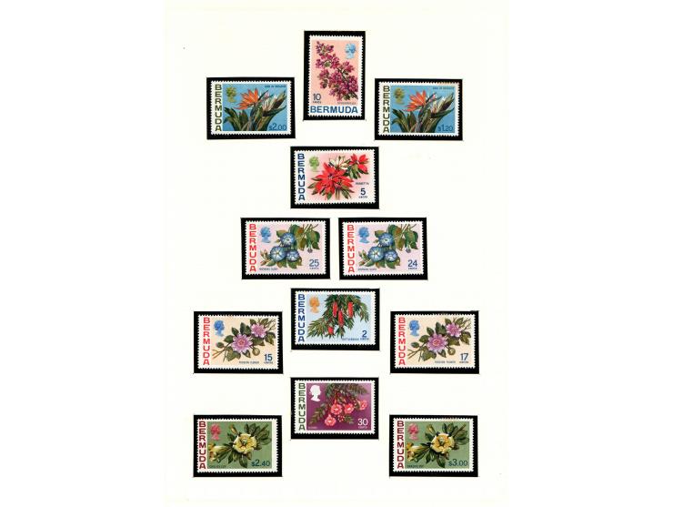 The Flowers Topical Collection includes three full Lindner Album Number 1124, each containing black stock sheets adorned with