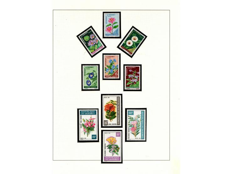 The Flowers Topical Collection includes three full Lindner Album Number 1124, each containing black stock sheets adorned with