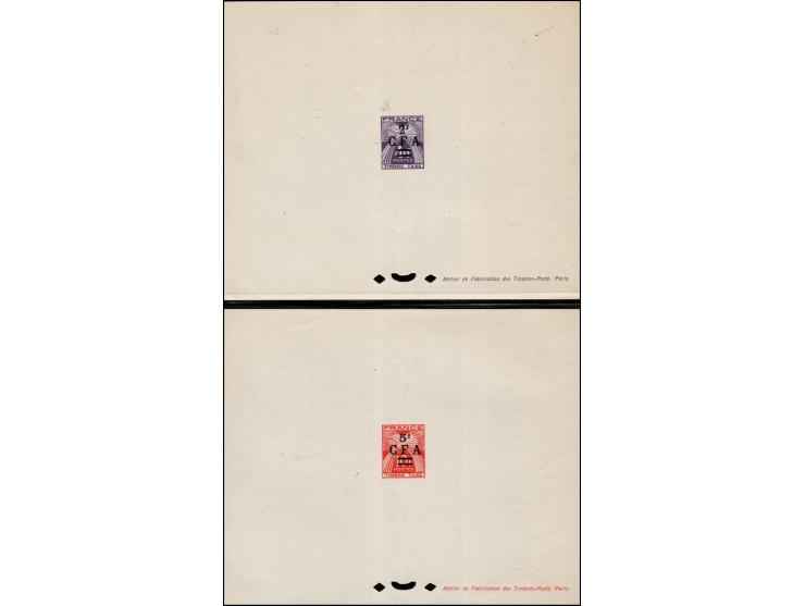 Reunion CFA 1949 stamp designs, lot of 11 from the 'Atelier de Fabrication des Timbres-poste', identified by Yt. catalog numb