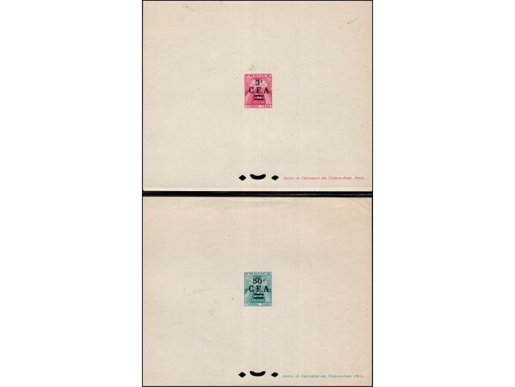 Reunion CFA 1949 stamp designs, lot of 11 from the 'Atelier de Fabrication des Timbres-poste', identified by Yt. catalog numb