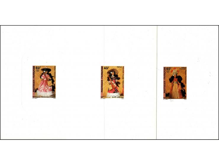 France Polynesie, Deluxe Proofs EF MiNr: 381-383 on light-coated card 130x100mm, #507-509.  sunken proofs on light-coated car