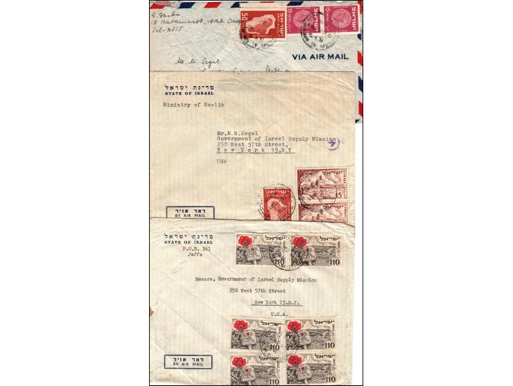 1951-1952, a diverse lot of 9 airmail covers originating from Israel and addressed to the Government of Israel Supply Mission