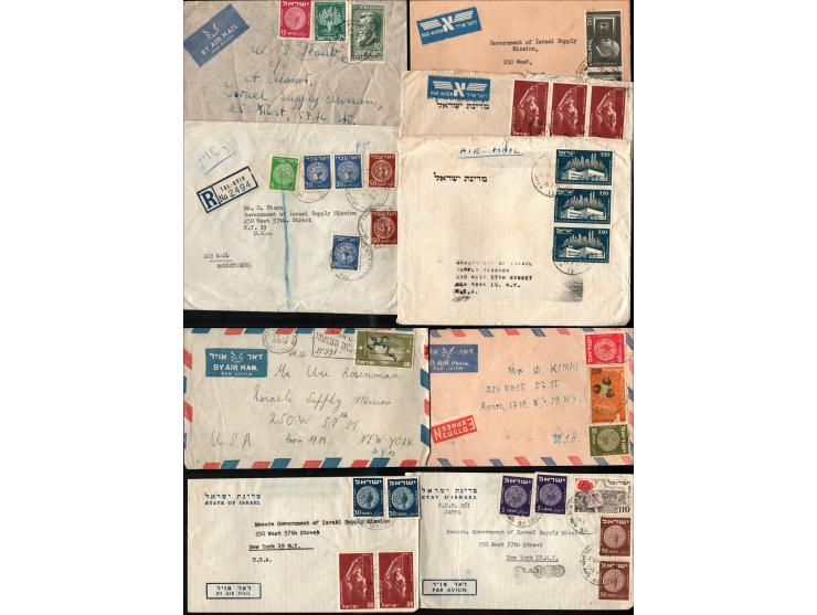 1948-1953, a small collection comprises 25 airmail covers from Israel to the USA, spanning different periods and showcasing v