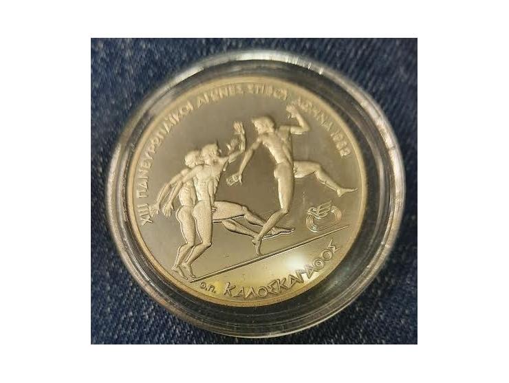 Greece 1981 Pan-European Games 500 Drachmes KM #127 Proof Silver 0.900,&nbsp; Coin Weight (g): 28.88g, 35mm. Unc&nbsp;