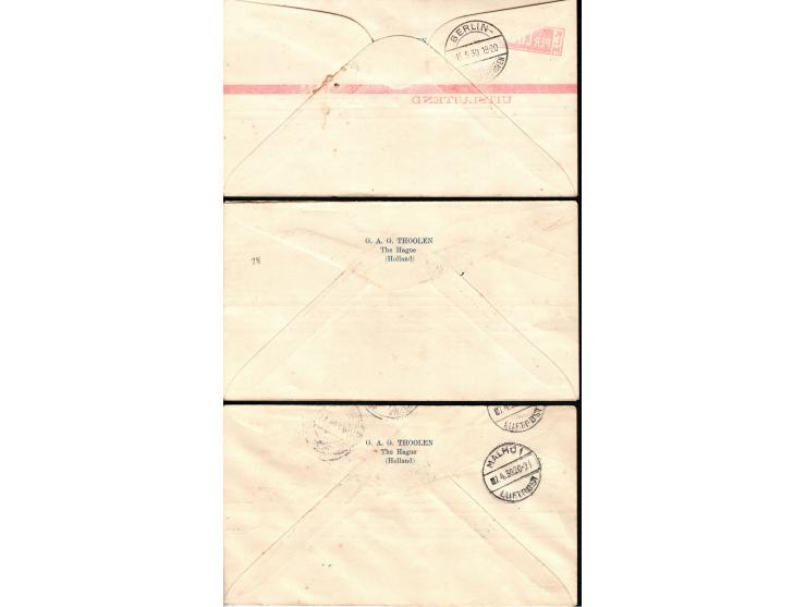 Netherlands 1930, nice group of 6 early Netherlands KLM First flight covers to Germany, different cities.  3 of which Express