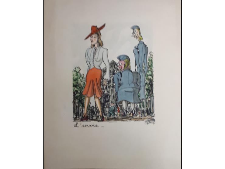 1940s 3 colored anti-Hitler lithographs.
