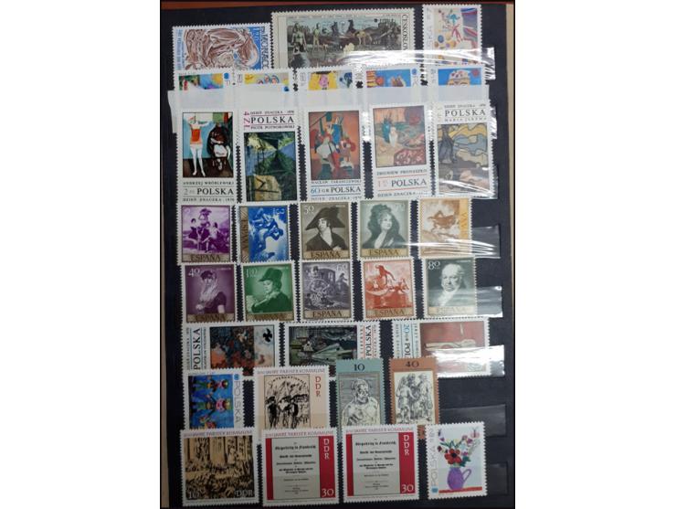 Collection of art stamps from all over the world including, France, Monaco, Togolese, Spain, Italy, Mali, and the Vatican, Cu