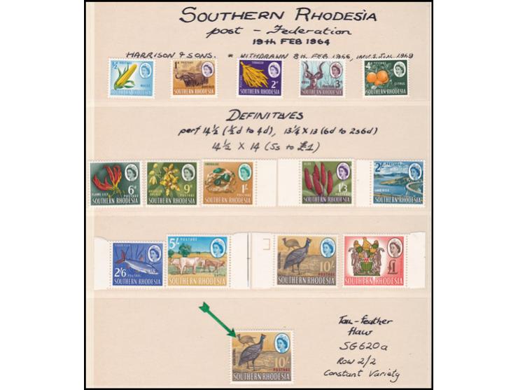 Collection of South African countries 1955-1975. Rhodesia, Southern Rhodesia &amp;  Rhodesia &amp; Nyasaland. The collection 