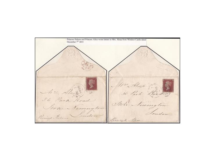Daughters of Queen Victoria. Lot of two covers from Princess Helena and Princess Alice wrote letters to Mrs. Aslop from Winds